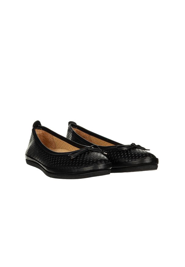 Baleriny Bayla-161 158 709 Black 161713, Czarny, Skóra naturalna. Zapięcie: bez zapięcia. Kolor: czarny. Materiał: skóra. Szerokość cholewki: normalna. Sezon: lato