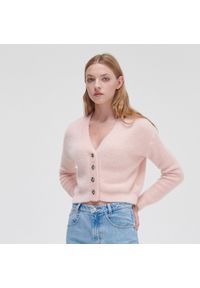 Cropp - Puszysty kardigan - Różowy. Kolekcja: plus size. Kolor: różowy #1