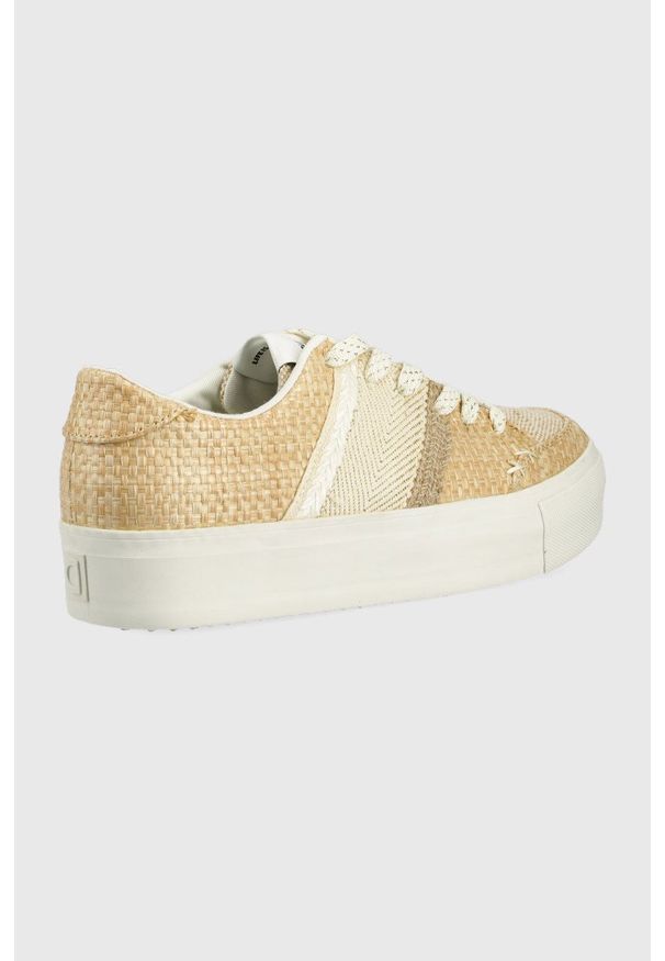 Desigual sneakersy kolor beżowy. Zapięcie: sznurówki. Kolor: beżowy. Materiał: guma. Obcas: na platformie