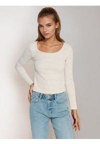 Sinsay - Strukturalna bluzka - kremowy. Kolor: kremowy #1