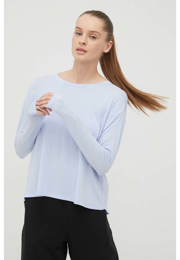 Calvin Klein Underwear longsleeve piżamowy. Kolor: niebieski. Materiał: dzianina