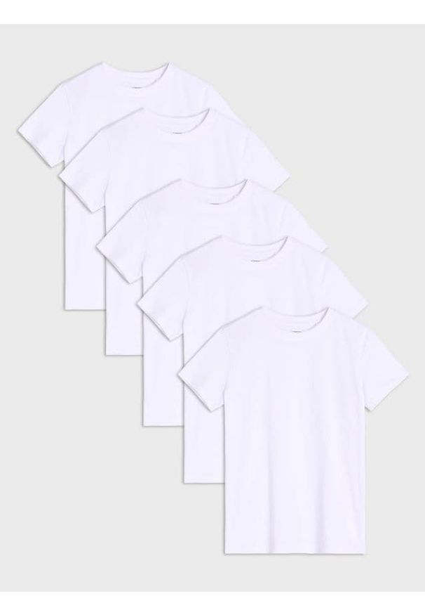 Sinsay - Koszulka 5 pack - biały. Kolor: biały. Długość rękawa: krótki rękaw. Długość: krótkie. Styl: klasyczny