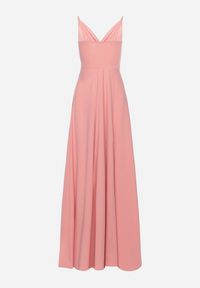 Born2be - Ciemnoróżowa Rozkloszowana Klasyczna Sukienka z Kopertowym Dekoltem na Cienkich Ramiączkach z Rozcięciem Vinelia. Typ kołnierza: dekolt kopertowy. Kolekcja: dla wysokich. Kolor: różowy. Długość rękawa: na ramiączkach. Typ sukienki: kopertowe. Styl: klasyczny. Długość: maxi #4