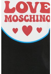 Love Moschino sukienka kolor czarny mini prosta. Okazja: na co dzień. Kolor: czarny. Długość rękawa: krótki rękaw. Wzór: nadruk. Typ sukienki: proste. Styl: casual. Długość: mini #4