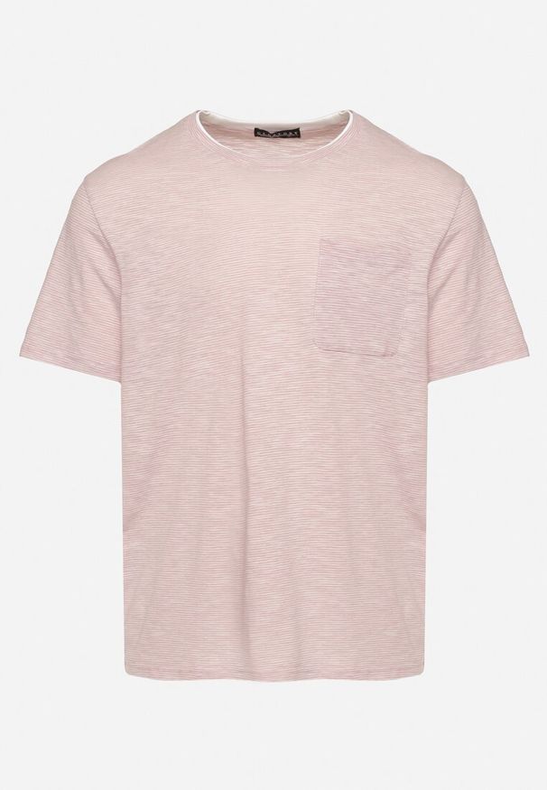 Born2be - Jasnoróżowa Koszulka z Ozdobną Kieszonką Uliadoretia. Okazja: na co dzień. Kolor: różowy. Materiał: jeans. Styl: casual, klasyczny