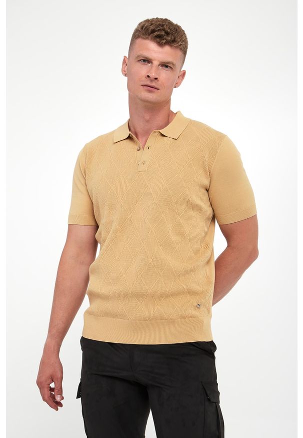 Karl Lagerfeld - Polo męskie w romby KARL LAGERFELD. Typ kołnierza: polo