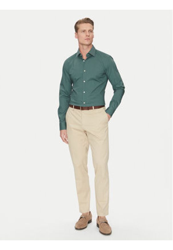 BOSS Koszula Hank 50532804 Zielony Slim Fit. Kolor: zielony. Materiał: bawełna
