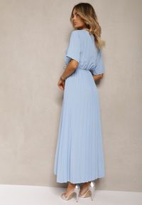 Renee - Jasnoniebieska Rozkloszowana Sukienka Plisowana z Wiązanym Paskiem Eilemona. Kolor: niebieski. Typ sukienki: rozkloszowane