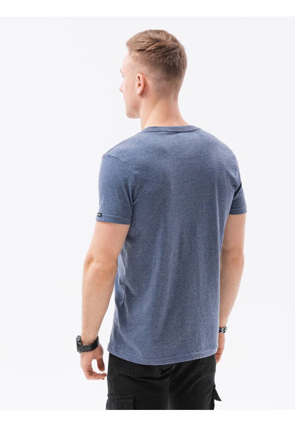 Ombre Clothing - T-shirt męski bawełniany basic S1369 - niebieski melanż - XXL. Kolor: niebieski. Materiał: bawełna. Wzór: melanż. Styl: klasyczny