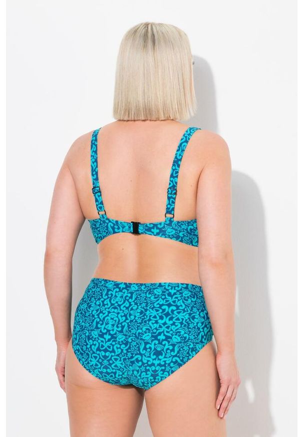 ULLA POPKEN - Damskie Bikini paisley miękkie miseczki regulowane ramiączka z recyklingu. Kolekcja: plus size. Kolor: zielony, niebieski, wielokolorowy. Materiał: elastan, poliamid, materiał. Wzór: paisley