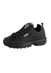 Buty do chodzenia męskie Fila Disruptor Low. Zapięcie: sznurówki. Kolor: czarny. Materiał: syntetyk, tkanina, materiał. Szerokość cholewki: normalna. Sport: turystyka piesza
