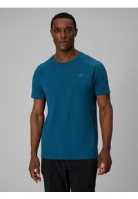 4f - 4F Koszulka trekkingowa z wełną merino męska - turkusowa XXL. Kolor: turkusowy. Materiał: wełna. Długość: długie #1