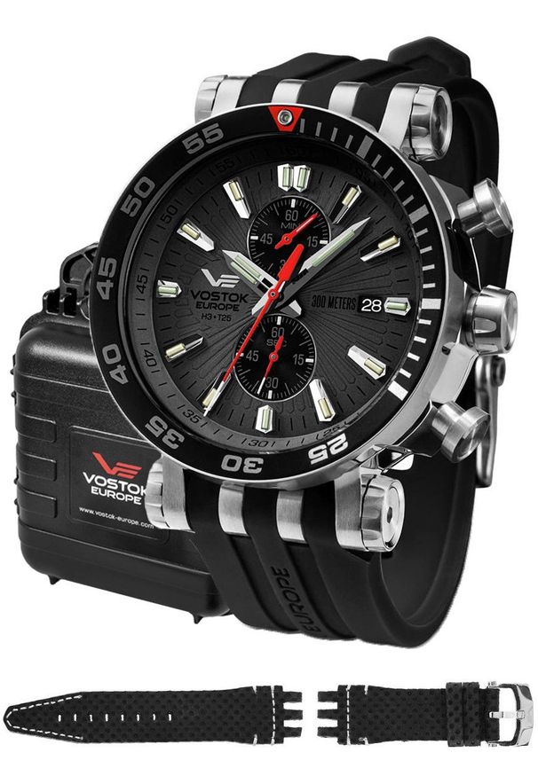 Zegarek męski Vostok Europe VK61-575A588S czarny. Kolor: czarny