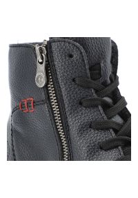 Niebieskie Botki Rieker Ocieplane Obuwie Damskie. Okazja: na spacer, na co dzień. Zapięcie: sznurówki. Kolor: niebieski. Materiał: skóra. Styl: casual, klasyczny #7