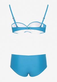 Born2be - Niebieskie Dwuczęściowe Bikini Stanik z Ozdobnymi Wiązaniami Majtki Figi Quidia. Kolor: niebieski