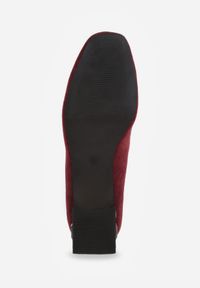 Born2be - Bordowe Czółenka na Ozdobnym Obcasie z Kryształkami i Skórzaną Wkładką Oviria. Okazja: na co dzień, na spotkanie biznesowe, do pracy. Kolor: czerwony. Materiał: skóra. Wzór: aplikacja. Obcas: na obcasie. Styl: casual, biznesowy, wizytowy. Wysokość obcasa: średni #4