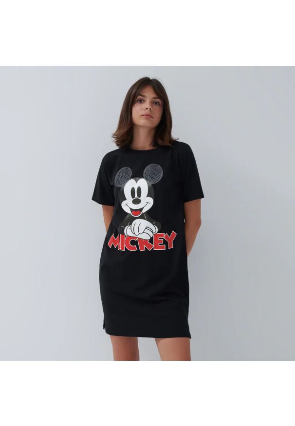 House - T-shirtowa sukienka Mickey Mouse - Czarny. Kolor: czarny. Wzór: motyw z bajki
