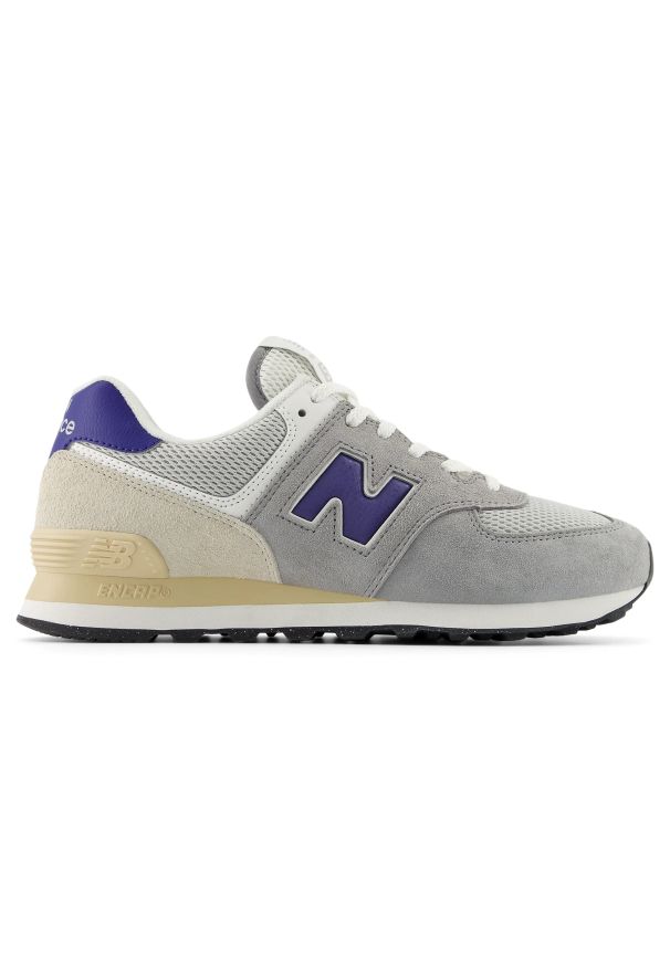 Buty męskie New Balance U574SPB – szare. Okazja: na co dzień. Kolor: szary. Materiał: guma, zamsz, materiał, syntetyk. Szerokość cholewki: normalna. Model: New Balance 574