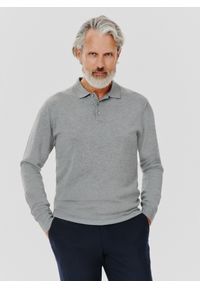 Pako Lorente - PAKO LORENTE – Szary sweter męski z kołnierzykiem polo. Okazja: na co dzień. Typ kołnierza: polo. Kolor: szary. Sezon: jesień. Styl: casual