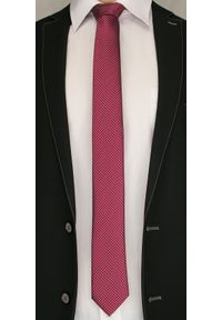 Bordowy Elegancki Krawat -Angelo di Monti- 6 cm, Męski, Drobny Wzór Geometryczny. Kolor: czerwony. Wzór: geometria. Styl: elegancki #2