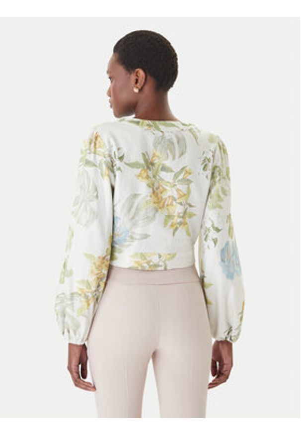 Guess Bluzka W6GHA4 W2565 Kremowy Regular Fit. Kolor: kremowy. Materiał: len