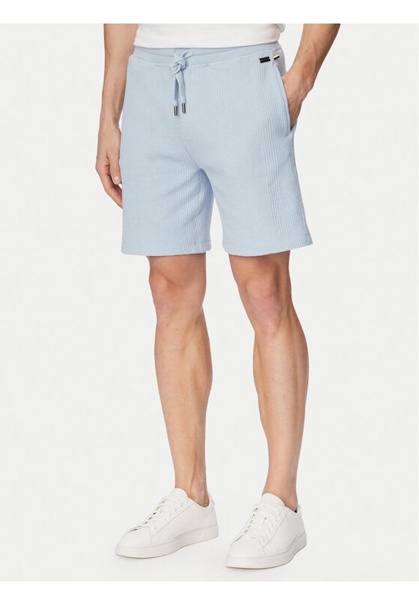 BOSS Szorty sportowe Structure 50540581 Niebieski jasny Regular Fit. Kolor: niebieski. Materiał: syntetyk. Styl: sportowy