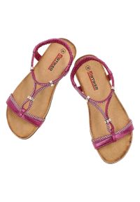 Różowe Sandały Artiker Modne Obuwie Damskie. Okazja: na co dzień. Zapięcie: pasek. Kolor: różowy. Wzór: paski, aplikacja. Sezon: lato. Styl: casual, elegancki #5