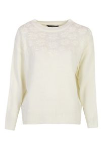 TOP SECRET - Damski sweter z kwiatową aplikacją. Okazja: na co dzień. Kolor: biały. Materiał: dzianina. Długość rękawa: długi rękaw. Długość: długie, krótkie. Wzór: kwiaty, aplikacja. Sezon: zima, jesień. Styl: casual #6