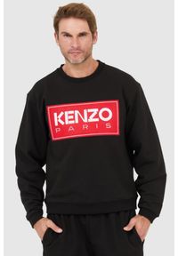 Kenzo - KENZO Czarna bluza męska z aplikacją z logo. Kolor: czarny. Wzór: aplikacja