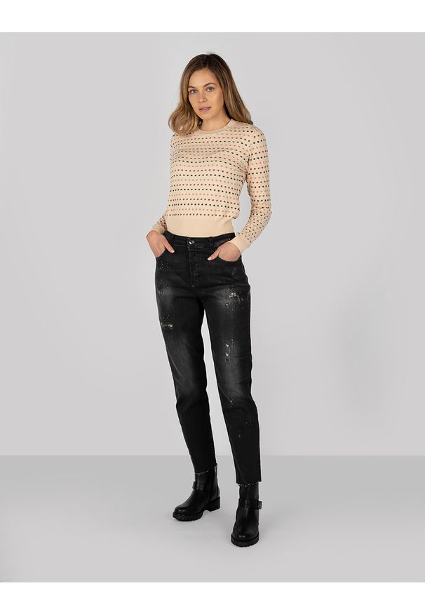 Liu Jo - Liu-Jo Jeansy "Straight Fit". Okazja: na co dzień. Stan: podwyższony. Materiał: jeans. Wzór: aplikacja. Styl: casual