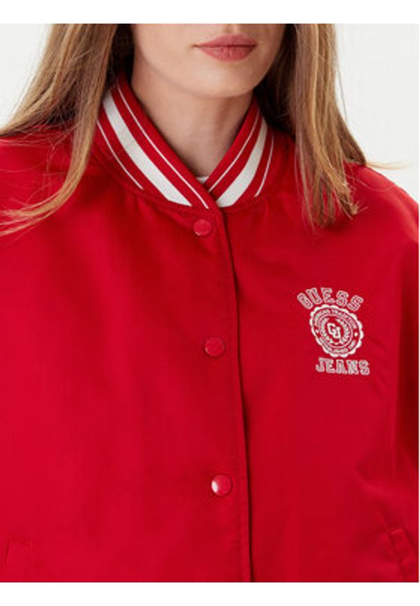 Guess Jeans Kurtka bomber W5YL15 WHAA2 Czerwony Regular Fit. Kolor: czerwony. Materiał: syntetyk