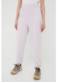 4f - 4F spodnie dresowe damskie kolor różowy gładkie. Stan: podwyższony. Kolor: różowy. Materiał: dresówka. Wzór: gładki #4