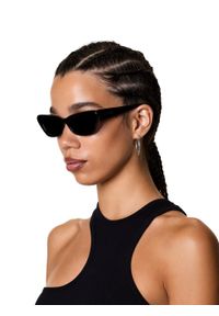 Kazar - Retro okulary przeciwsłoneczne czarne. Kolor: czarny. Materiał: materiał. Wzór: grochy #3