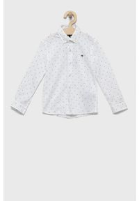 TOMMY HILFIGER - Tommy Hilfiger koszula bawełniana dziecięca kolor biały. Okazja: na co dzień. Typ kołnierza: button down. Kolor: biały. Materiał: bawełna. Długość rękawa: długi rękaw. Długość: długie. Styl: casual #1