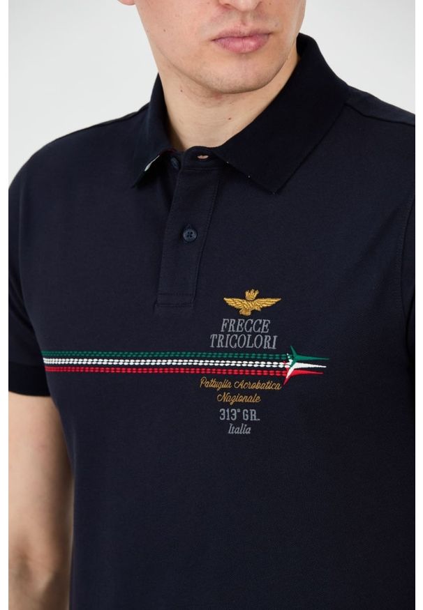 Aeronautica Militare - AERONAUTICA MILITARE Granatowe męskie polo Frecce Tricolori Embroidered, Rozmiar 3XL. Typ kołnierza: polo. Kolor: niebieski