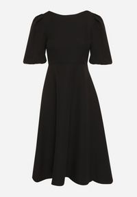 Born2be - Czarna Sukienka o Rozkloszowanym Kroju z Bufiastymi Rękawami Melisseia. Kolor: czarny. Styl: klasyczny #7
