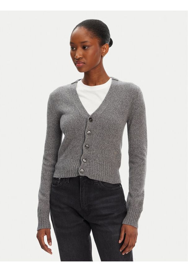 AMI PARIS Kardigan FKC127.005 Szary Regular Fit. Kolor: szary. Materiał: kaszmir