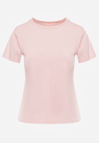 Renee - Różowy Casualowy Bawełniany T-shirt Rivali. Okazja: na co dzień. Kolor: różowy. Materiał: bawełna. Styl: casual #2