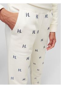 Karl Lagerfeld - KARL LAGERFELD Spodnie dresowe Monogram Rhinestone 226W1050 Beżowy Regular Fit. Kolor: beżowy. Materiał: bawełna, dresówka #3