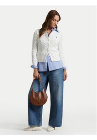 Polo Ralph Lauren Kardigan 211891643001 Biały Regular Fit. Typ kołnierza: polo. Kolor: biały. Materiał: bawełna