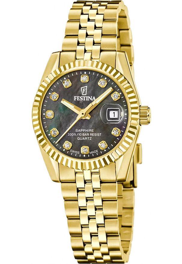 Zegarek Festina Zegarek damski Festina F20089-3 CYRKONIE złoty. Kolor: złoty