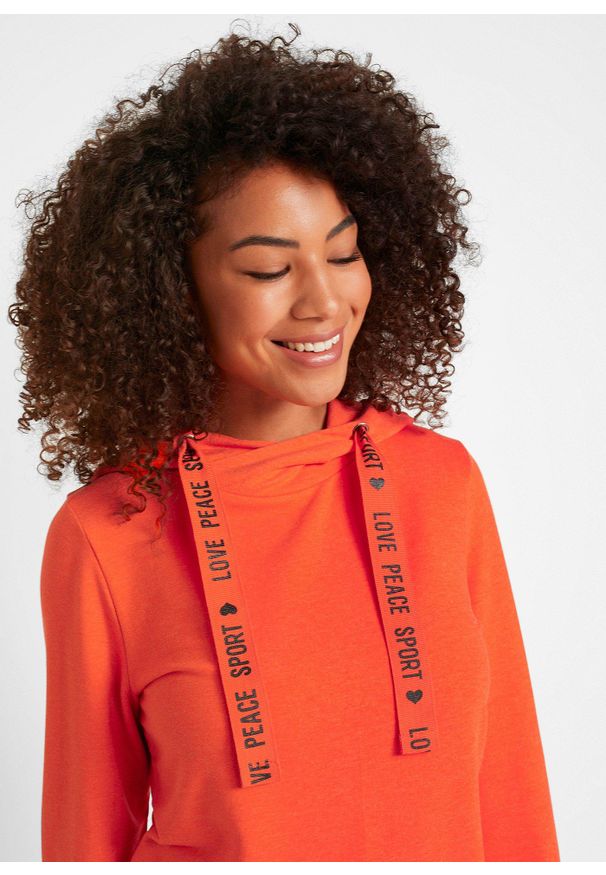 bonprix - Bluza z kapturem, z miękkiego materiału z wiskozą. Typ kołnierza: kaptur. Kolor: pomarańczowy. Materiał: materiał, wiskoza