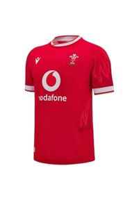 Macron - Koszulka domowa Pays de Galles 6 nations 2024/25. Kolor: czerwony, biały, wielokolorowy. Materiał: jersey #1