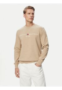 TOMMY HILFIGER - Tommy Hilfiger Bluza Logo MW0MW11596 Beżowy Regular Fit. Kolor: beżowy. Materiał: syntetyk #1