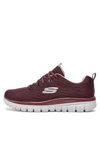 skechers - Skechers Sneakersy Get Connected 12615/WINE Bordowy. Kolor: czerwony. Materiał: materiał #3