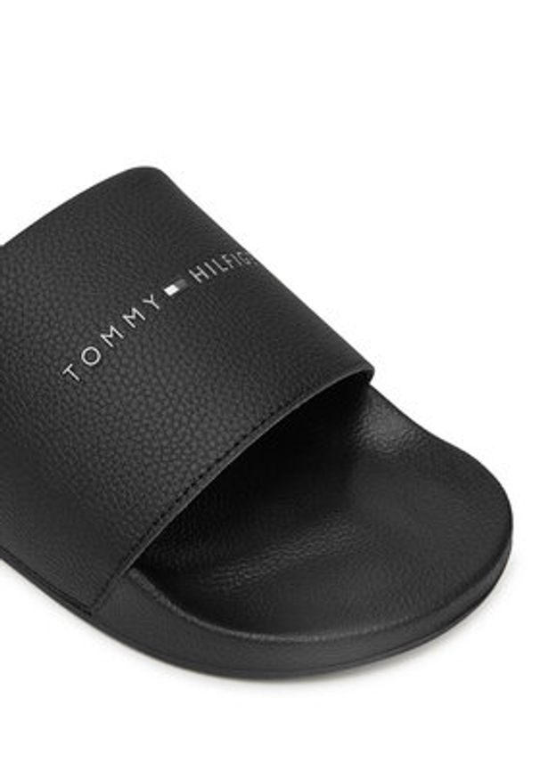 TOMMY HILFIGER - Tommy Hilfiger Klapki Hilifger Nyc Pool Slide FM0FM05432 Czarny. Kolor: czarny. Materiał: skóra