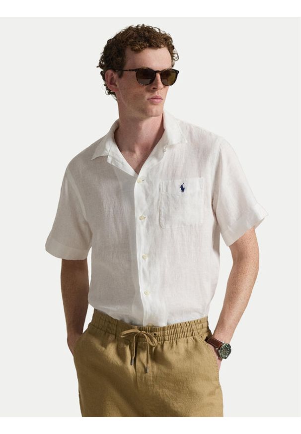 Polo Ralph Lauren Koszula 710966421504 Biały Classic Fit. Typ kołnierza: polo. Kolor: biały. Materiał: len