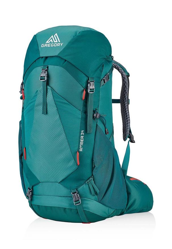 Gregory plecak Amber 34 damski kolor zielony duży gładki. Kolor: zielony. Materiał: materiał. Wzór: gładki