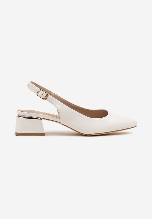 Renee - Białe Sandały Vices Slingback ze Skórzaną Wkładką Ciarissa. Okazja: na co dzień. Zapięcie: sprzączka. Kolor: biały. Materiał: skóra. Obcas: na obcasie. Styl: elegancki, casual. Wysokość obcasa: średni