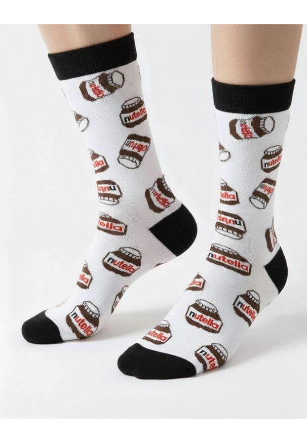 His Story - Skarpetki Bawełniane - Tematyczne - Białe, Nutella. Kolor: wielokolorowy. Materiał: poliamid, bawełna, elastan